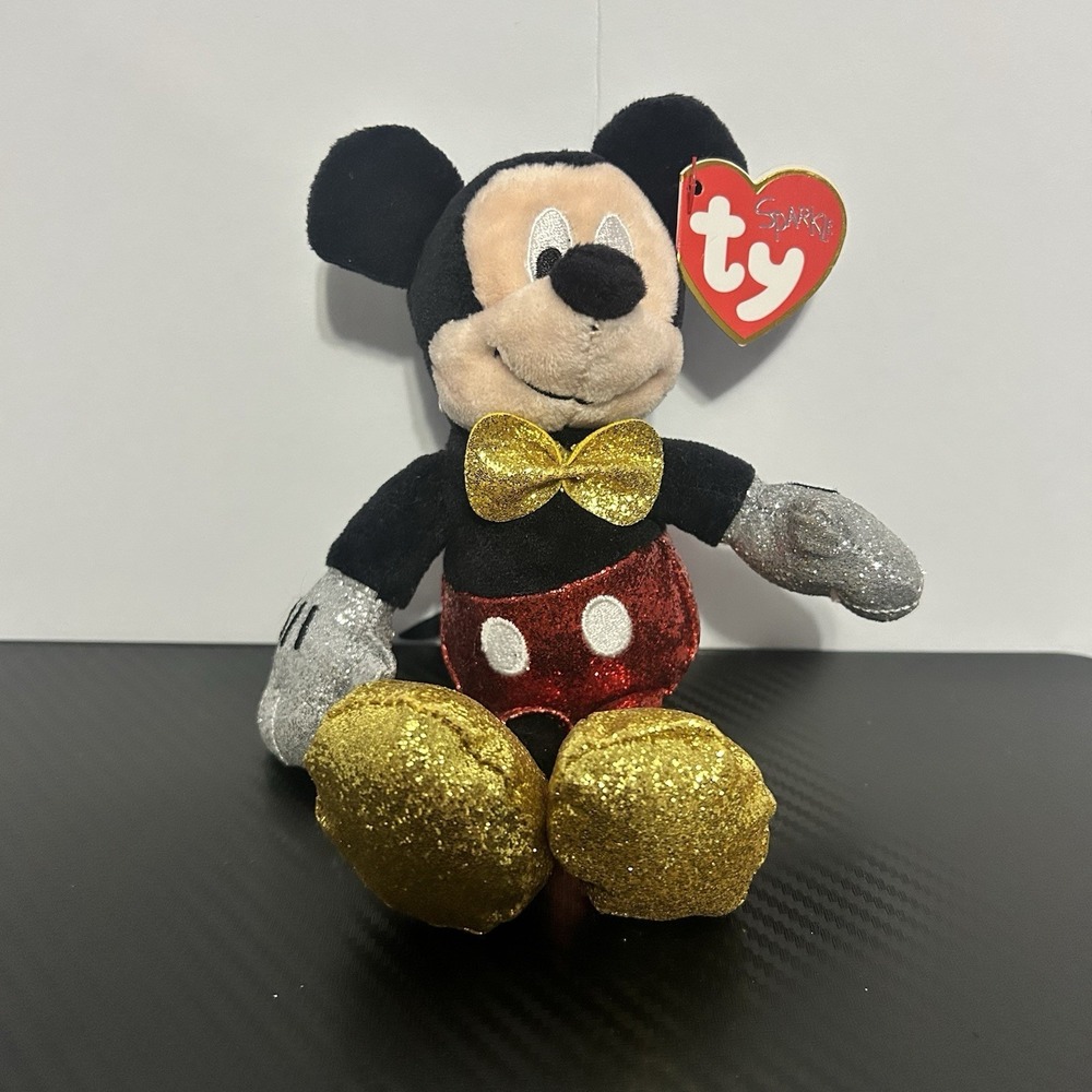 Sparkle Disney Mickey Mouse Stuffed‎ Plush Toy 8" Tall Ty collectible